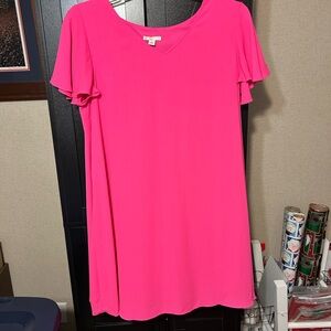 Cato Pink Flutter Sleeve Midi Dress